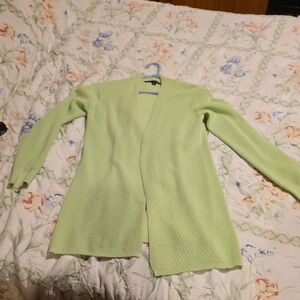 Cyrus Light Green Open-Front Cardigan